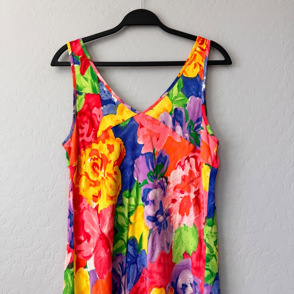 Hula Moon Jams World Floral Sundress Colorful Sleeveless Midi‎ Dress XL - Picture 5 of 7